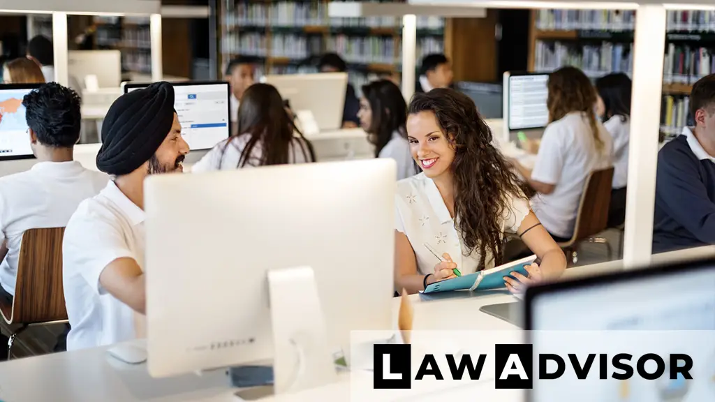 Stack of books and digital icons representing legal knowledge and online resources