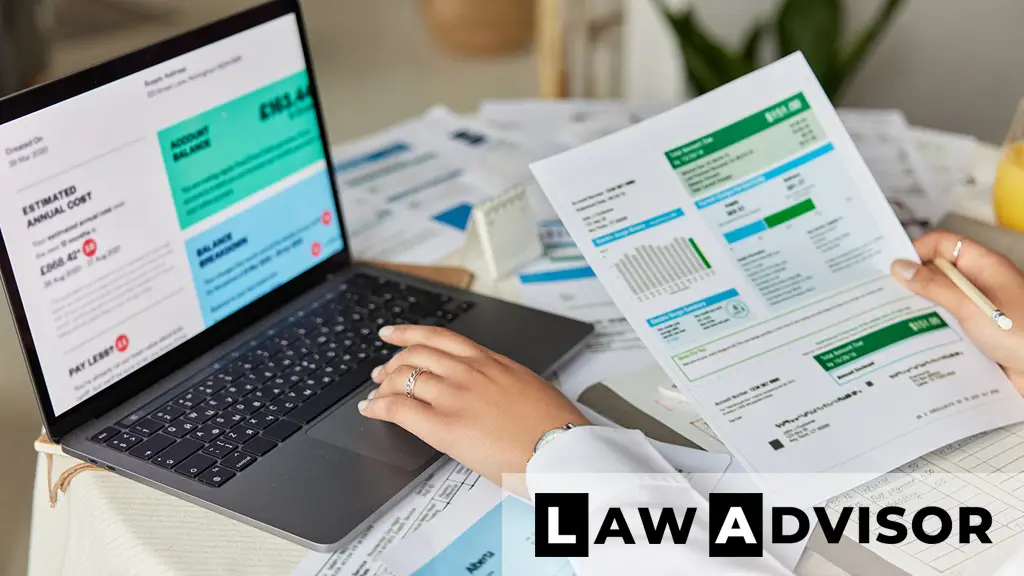 Accountant reviewing documents related to AI medical bill auditing
